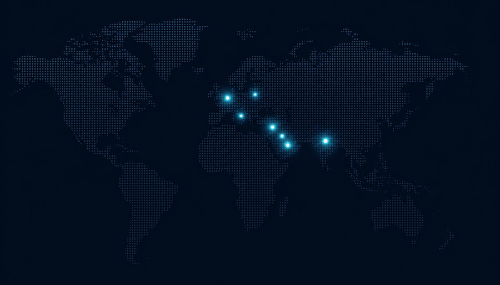 World map highlighting GlobalWorks host nations